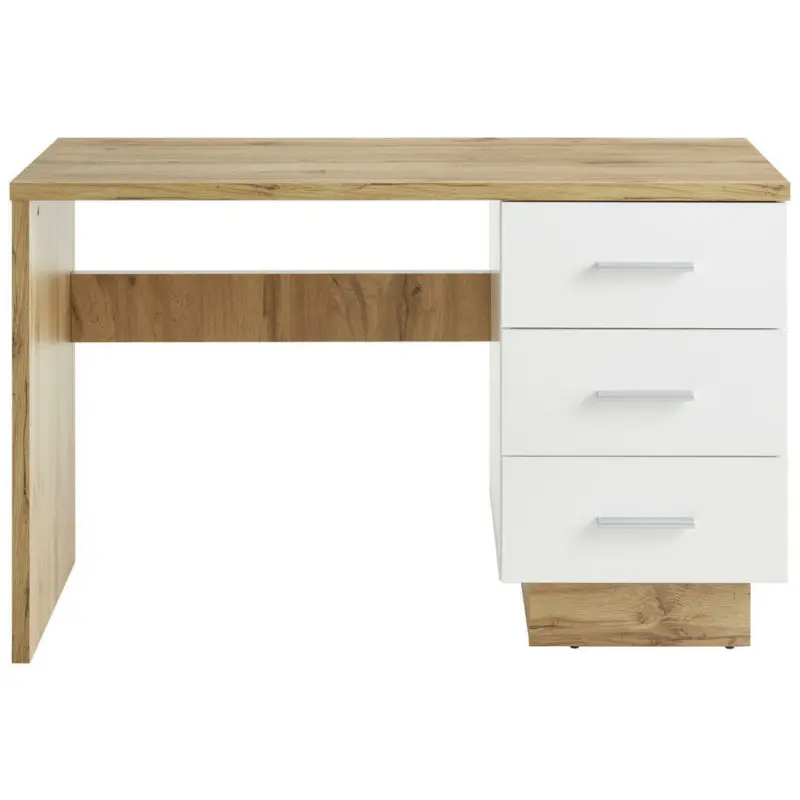 Schreibtisch 120/50/75 cm in Weiß, Eiche Wotan