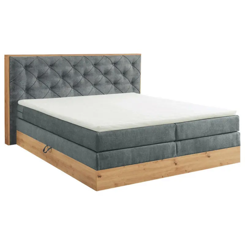 Boxspringbett 180/200 cm in Grau, Naturfarben