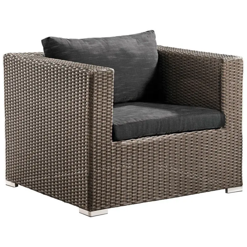 Loungesessel in Metall, Kunststoff, Textil Grau, Schwarz