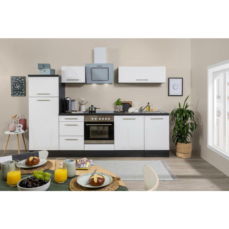 Küchenblock 280 cm in Grau, Weiß