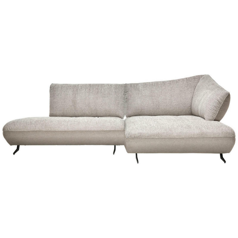 Ecksofa in Chenille, Struktur Grau, Sandfarben