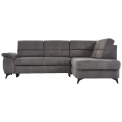 Ecksofa in Lederlook Dunkelgrau