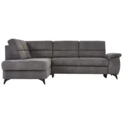 Ecksofa in Lederlook Dunkelgrau