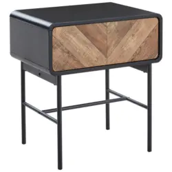 Nachtkästchen in Schwarz, Eichefarben