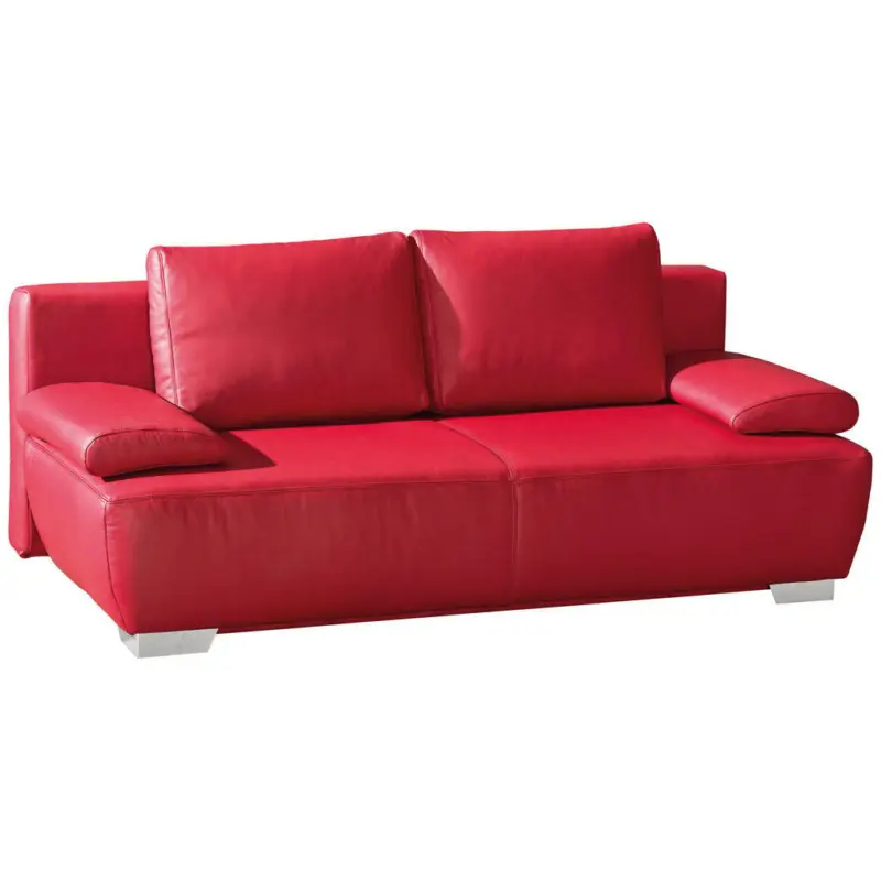 Schlafsofa in Echtleder Rot