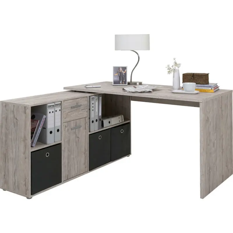 Schreibtischkombination 136/139/75 cm in Eichefarben