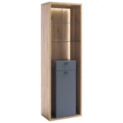 Vitrine in Grau, Eichefarben