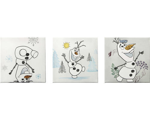 Leinwandbild Disney Happy Olaf 3er-Set 3x 30x30 cm