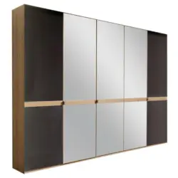 Drehtürenschrank in Graphitfarben, Eichefarben