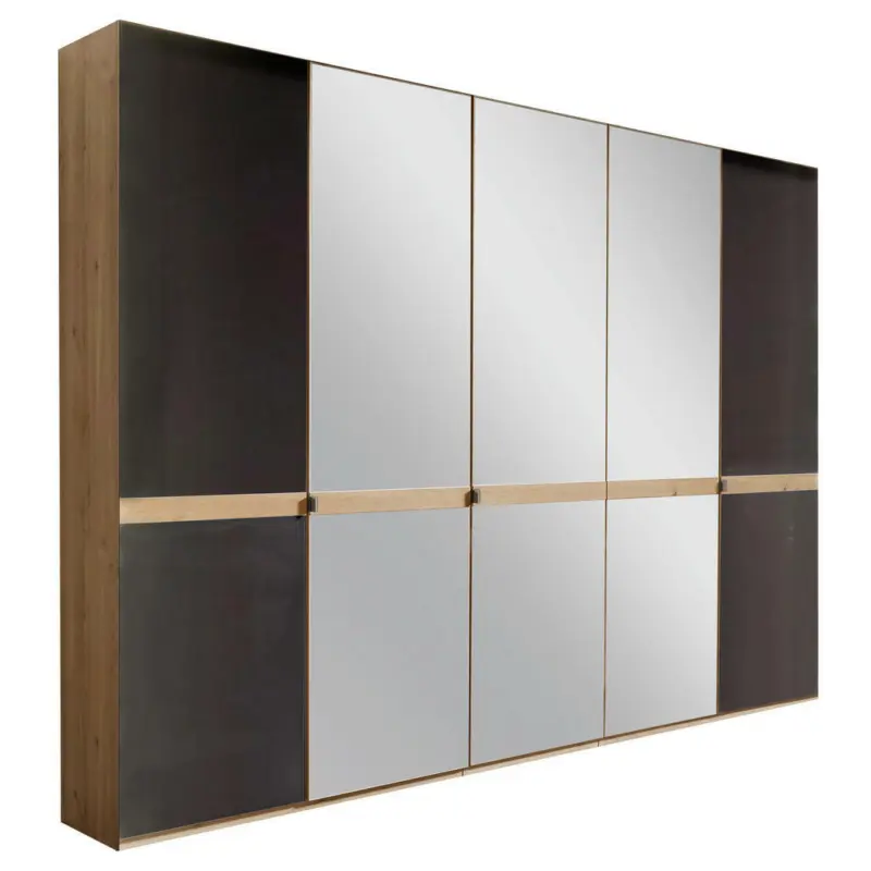 Drehtürenschrank in Graphitfarben, Eichefarben