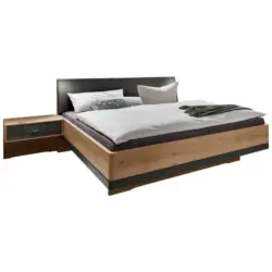 Bettanlage 180/200 cm in Graphitfarben, Eichefarben