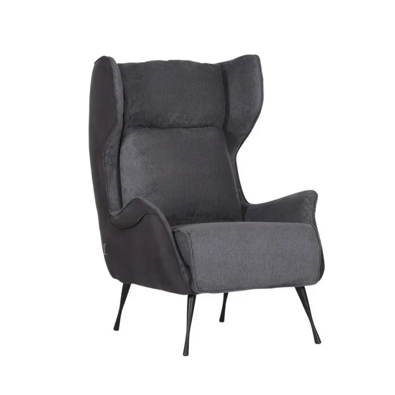 Ohrensessel in Flachgewebe Grau, Dunkelgrau