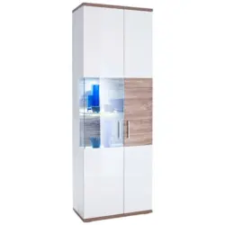 Vitrine in Weiß, Eichefarben