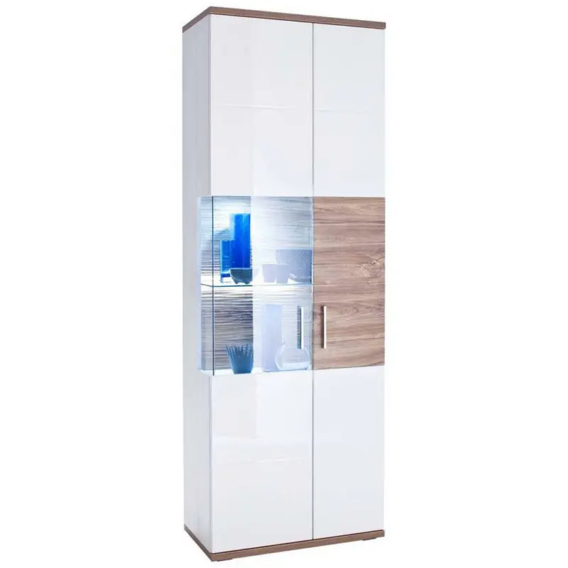 Vitrine in Weiß, Eichefarben