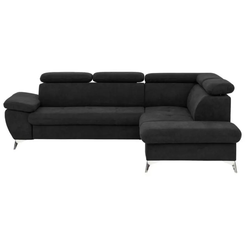 Ecksofa in Mikrofaser Schwarz