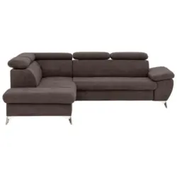 Ecksofa in Mikrofaser Dunkelbraun