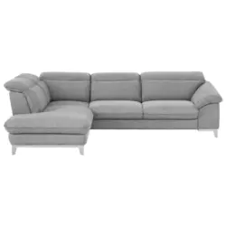 Ecksofa in Chenille Hellgrau