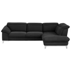 Ecksofa in Chenille Schwarz