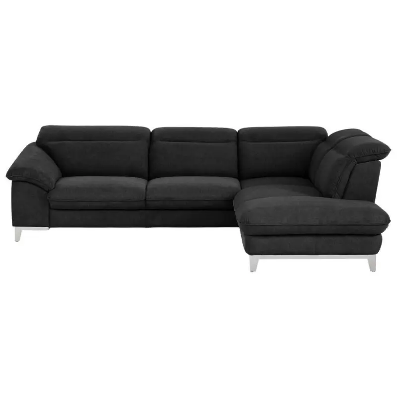 Ecksofa in Chenille Schwarz