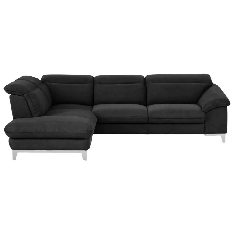 Ecksofa in Chenille Schwarz