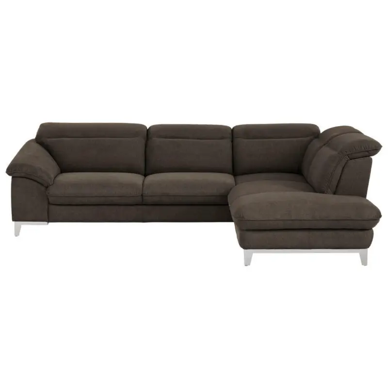 Ecksofa in Chenille Dunkelbraun