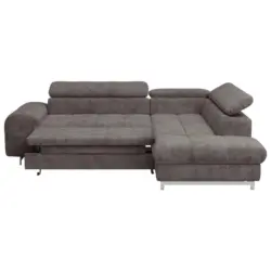Ecksofa in Mikrofaser Dunkelbraun