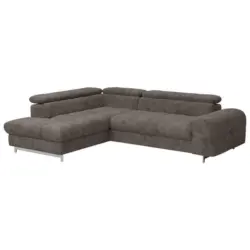 Ecksofa in Mikrofaser Dunkelbraun