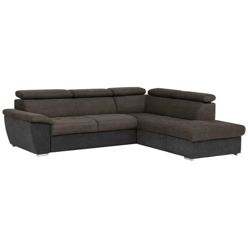 Ecksofa in Mikrofaser Schwarz, Dunkelbraun