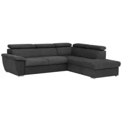 Ecksofa in Mikrofaser Schwarz