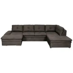 Wohnlandschaft in Mikrofaser Braun, Grau