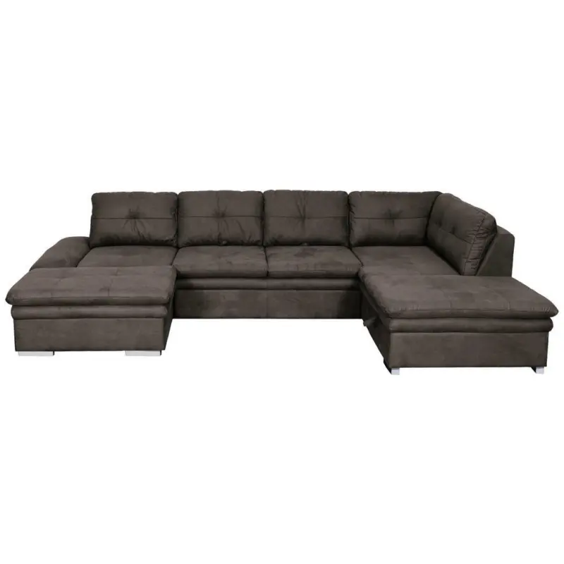 Wohnlandschaft in Mikrofaser Braun, Grau