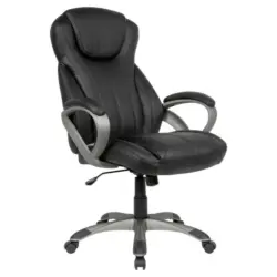 Chefsessel in Lederlook Schwarz