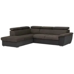 Ecksofa in Mikrofaser Dunkelbraun