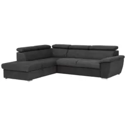 Ecksofa in Mikrofaser Schwarz