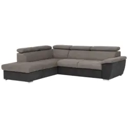Ecksofa in Mikrofaser Grau, Schwarz