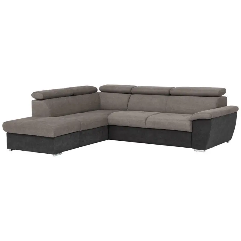 Ecksofa in Mikrofaser Grau, Schwarz