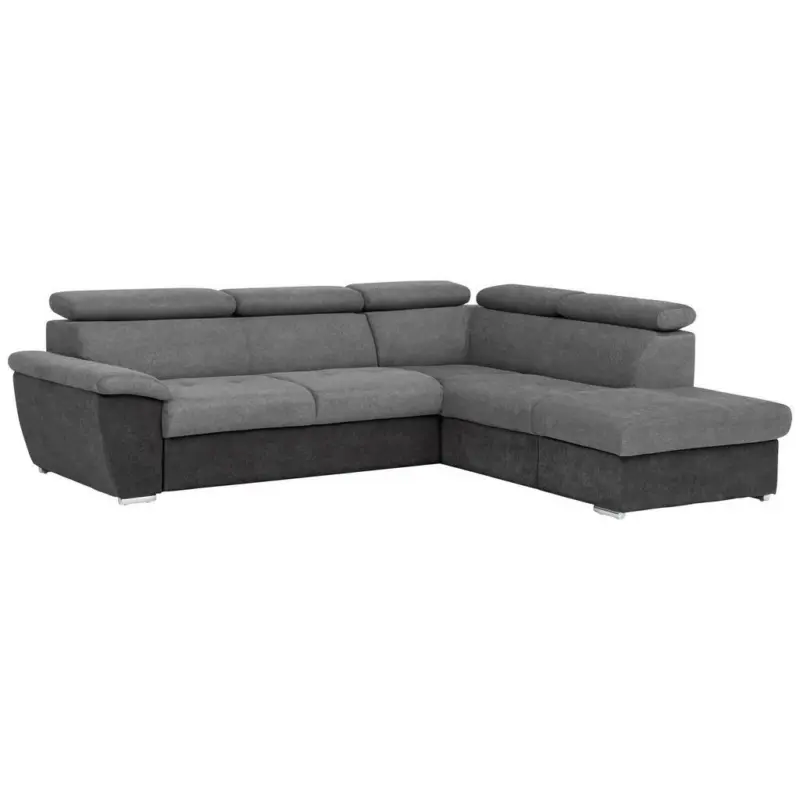 Ecksofa in Mikrofaser Schwarz, Dunkelgrau