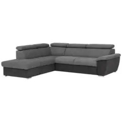 Ecksofa in Mikrofaser Schwarz, Dunkelgrau