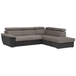 Ecksofa in Mikrofaser Grau, Schwarz