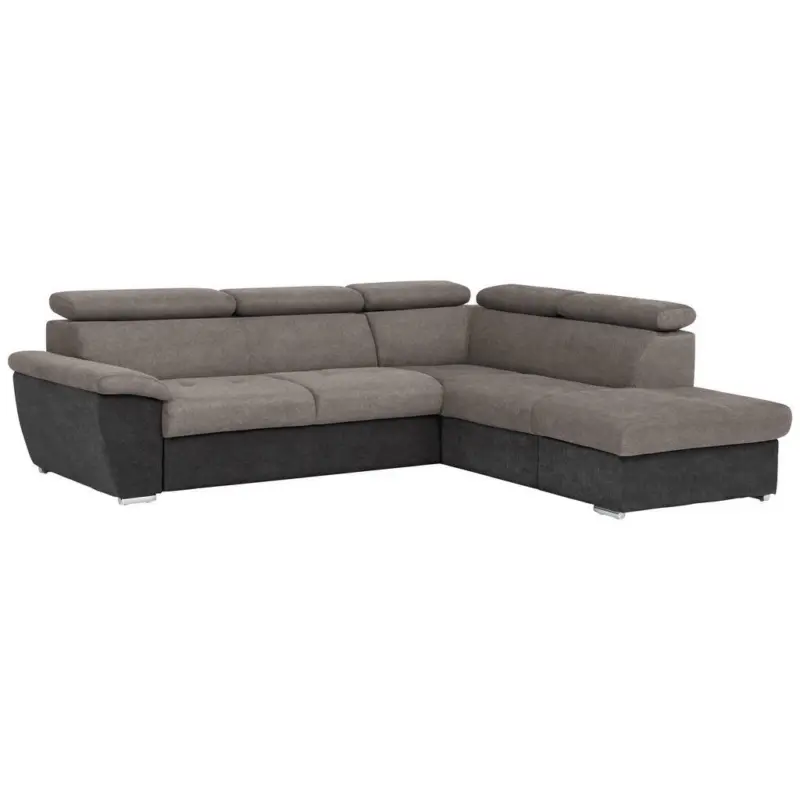Ecksofa in Mikrofaser Grau, Schwarz