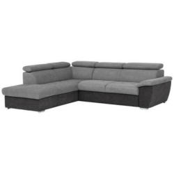 Ecksofa in Mikrofaser Grau, Schwarz