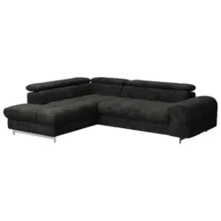 Ecksofa in Mikrofaser Schwarz
