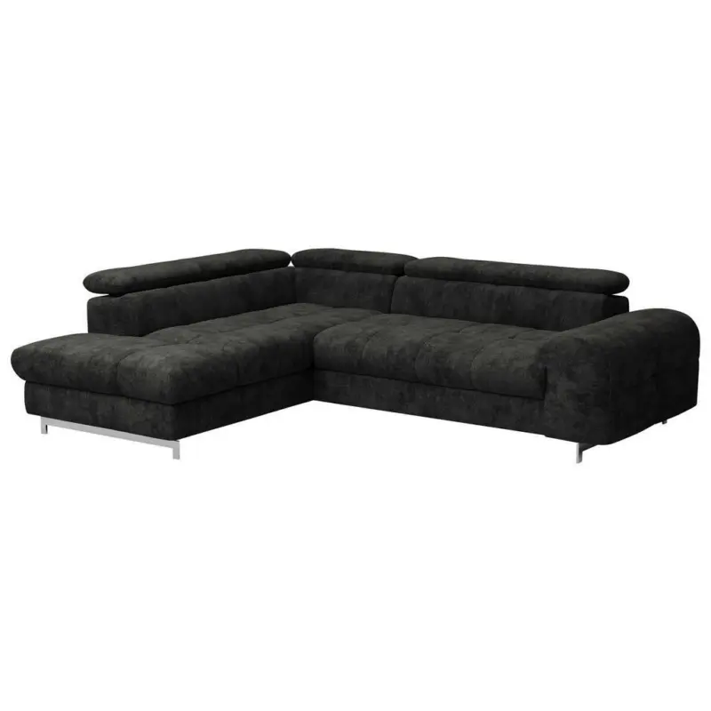 Ecksofa in Mikrofaser Schwarz