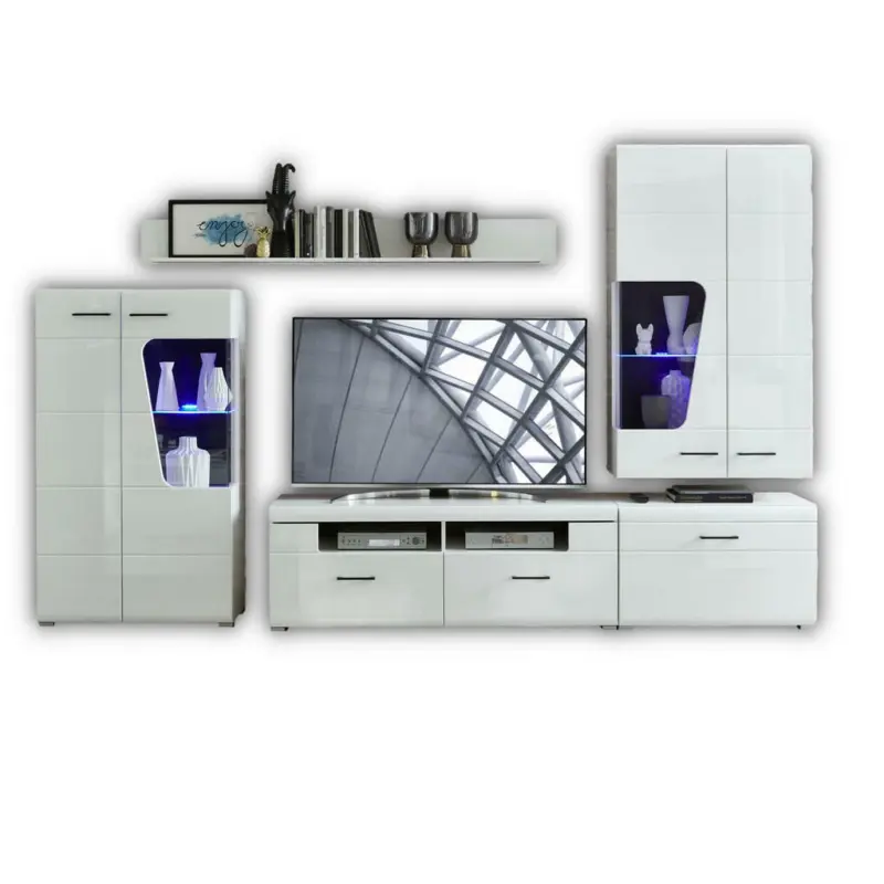 Wohnwand 320/205/47 cm in Weiß