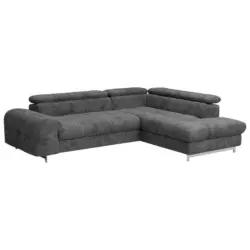 Ecksofa in Mikrofaser Dunkelgrau