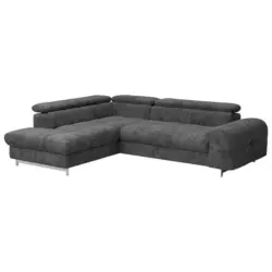 Ecksofa in Mikrofaser Dunkelgrau