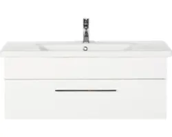 Wachbeckenunterschrank Marlin 3400 Basic Keramik 40,6x100x45,5 cm mit Keramikwaschtisch weiß