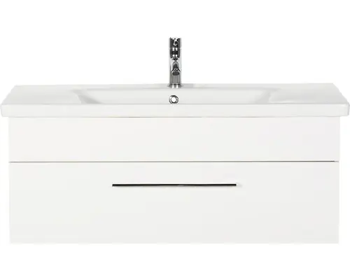 Wachbeckenunterschrank Marlin 3400 Basic Keramik 40,6x100x45,5 cm mit Keramikwaschtisch weiß