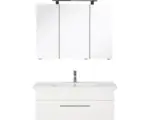 Hornbach Badmöbel-Set Marlin 3400 Basic Keramik 200x100x45,5 cm Keramikwaschbecken weiß mit LED-Beleuchtung