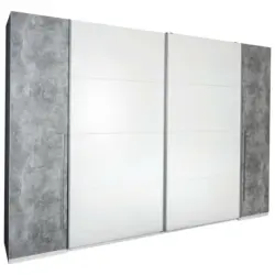 Schwebetürenschrank in Grau, Weiß